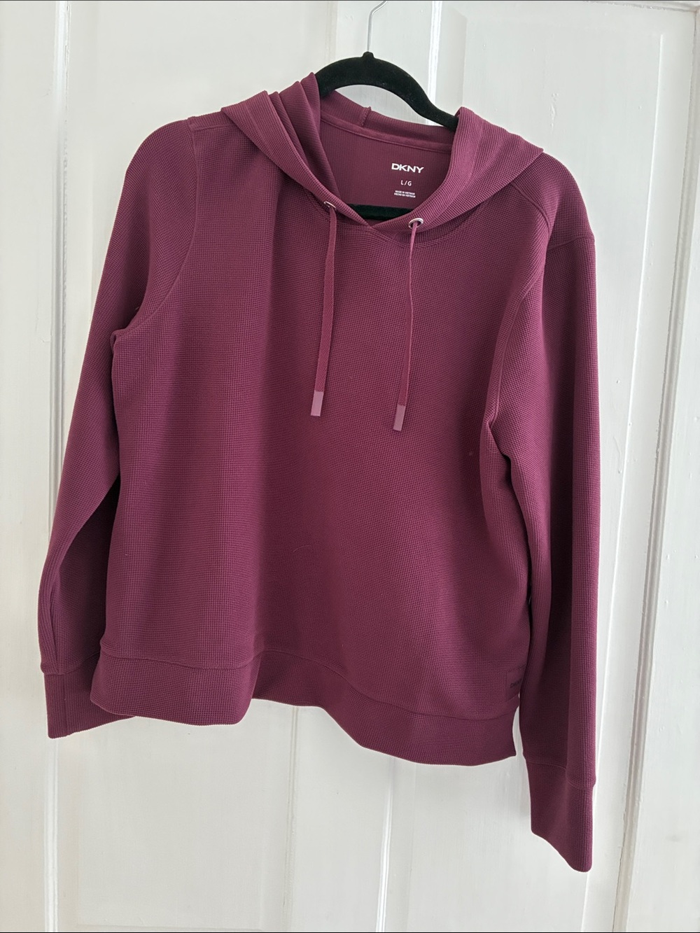 DKNY Mauve Berry Drawstring Hooded Sweatshirt